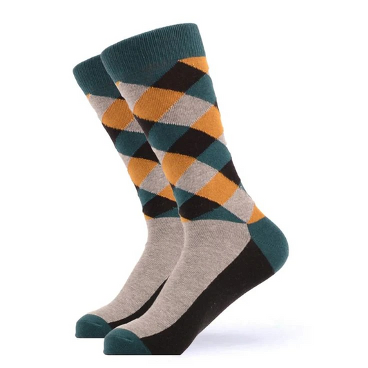 3Pair Dress Crosshatch Green Socks